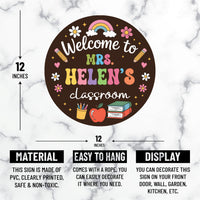 Personalized Classroom Door Sign 12", Custom Teacher Name Wall Plaque, Back to School Welcome Sign, First Day Gift for Educators