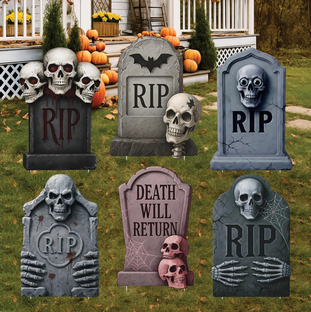 Scary Graveyard Tombstone Yard Signs, Hocus Pocus Halloween Decorations with Stakes, Outdoor Waterproof Headstone Lawn Décor for Party