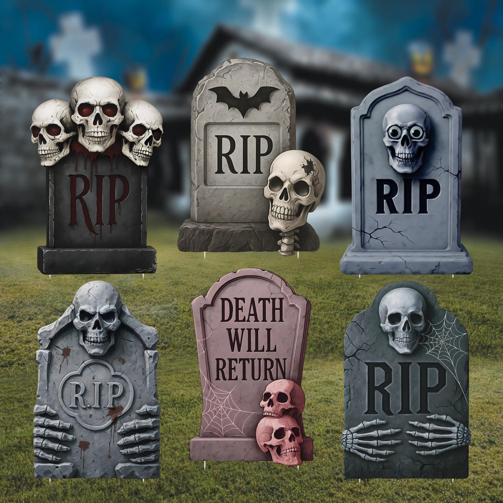 Scary Graveyard Tombstone Yard Signs, Hocus Pocus Halloween Decorations with Stakes, Outdoor Waterproof Headstone Lawn Décor for Party