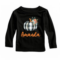 Custom Pumpkin Baby Bodysuit, Personalized Name Fall Baby Shirt, Toddler Sweatshirt - Cute Autumn Outfit, Baby's First Fall Announcement