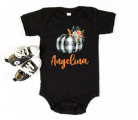 Custom Pumpkin Baby Bodysuit, Personalized Name Fall Baby Shirt, Toddler Sweatshirt - Cute Autumn Outfit, Baby's First Fall Announcement