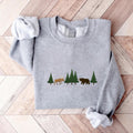 Embroidered Bear Sweatshirt, Moose Embroidered Hoodie, Monochromatic Nature Shirt, Cottagecore Long Sleeve Shirt, Christmas Gift Idea