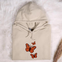 Embroidered Minimalist Butterfly Hoodie, Butterfly Sweatshirt, Custom Retro Shirt, Vintage-Inspired Long Sleeve Shirt, Soft Aesthetic Gift