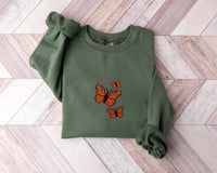 Embroidered Butterfly Sweatshirt, Minimalist Butterfly Hoodie, Custom Retro Shirt, Vintage-Inspired Long Sleeve Shirt, Soft Aesthetic Gift