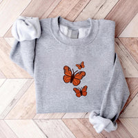 Embroidered Butterfly Sweatshirt, Minimalist Butterfly Hoodie, Custom Retro Shirt, Vintage-Inspired Long Sleeve Shirt, Soft Aesthetic Gift