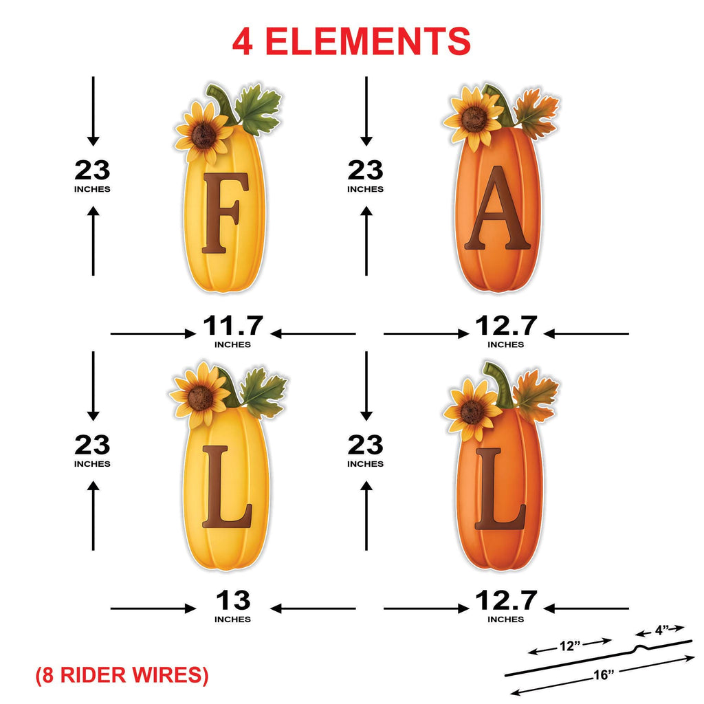 FALL Pumpkin Yard Signs, Outdoor Thanksgiving Lawn Decoration, Autumn Garden Stakes with Sunflower Accents, Porch Fall Decor Cutouts