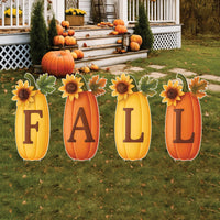 FALL Pumpkin Yard Signs, Outdoor Thanksgiving Lawn Decoration, Autumn Garden Stakes with Sunflower Accents, Porch Fall Decor Cutouts