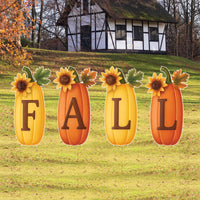 FALL Pumpkin Yard Signs, Outdoor Thanksgiving Lawn Decoration, Autumn Garden Stakes with Sunflower Accents, Porch Fall Decor Cutouts