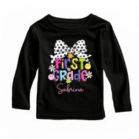 Custom Name Back to School Sweatshirt, Preppy 1st Grade Shirt for Girls, First Day of School Outfit, Personalized Elementary Tee for Kids