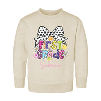 Custom Name Back to School Sweatshirt, Preppy 1st Grade Shirt for Girls, First Day of School Outfit, Personalized Elementary Tee for Kids