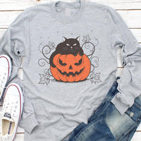 Cute Halloween Black Cat Long Sleeve Shirt