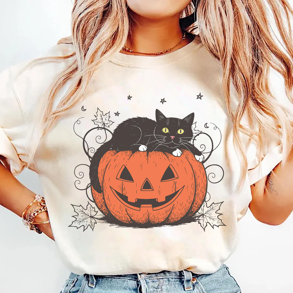 Cute Halloween Black Cat Short Sleeve T-Shirt