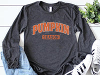 Retro Pumpkin Season Long Sleeve Shirt, Cute Fall Halloween Tee for Women