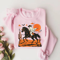 Retro Halloween Sweatshirt, Trendy Ghost and Bats Spooky Season Tee