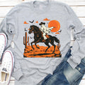 Retro Halloween Long Sleeve Shirt, Trendy Ghost and Bats Spooky Season Tee
