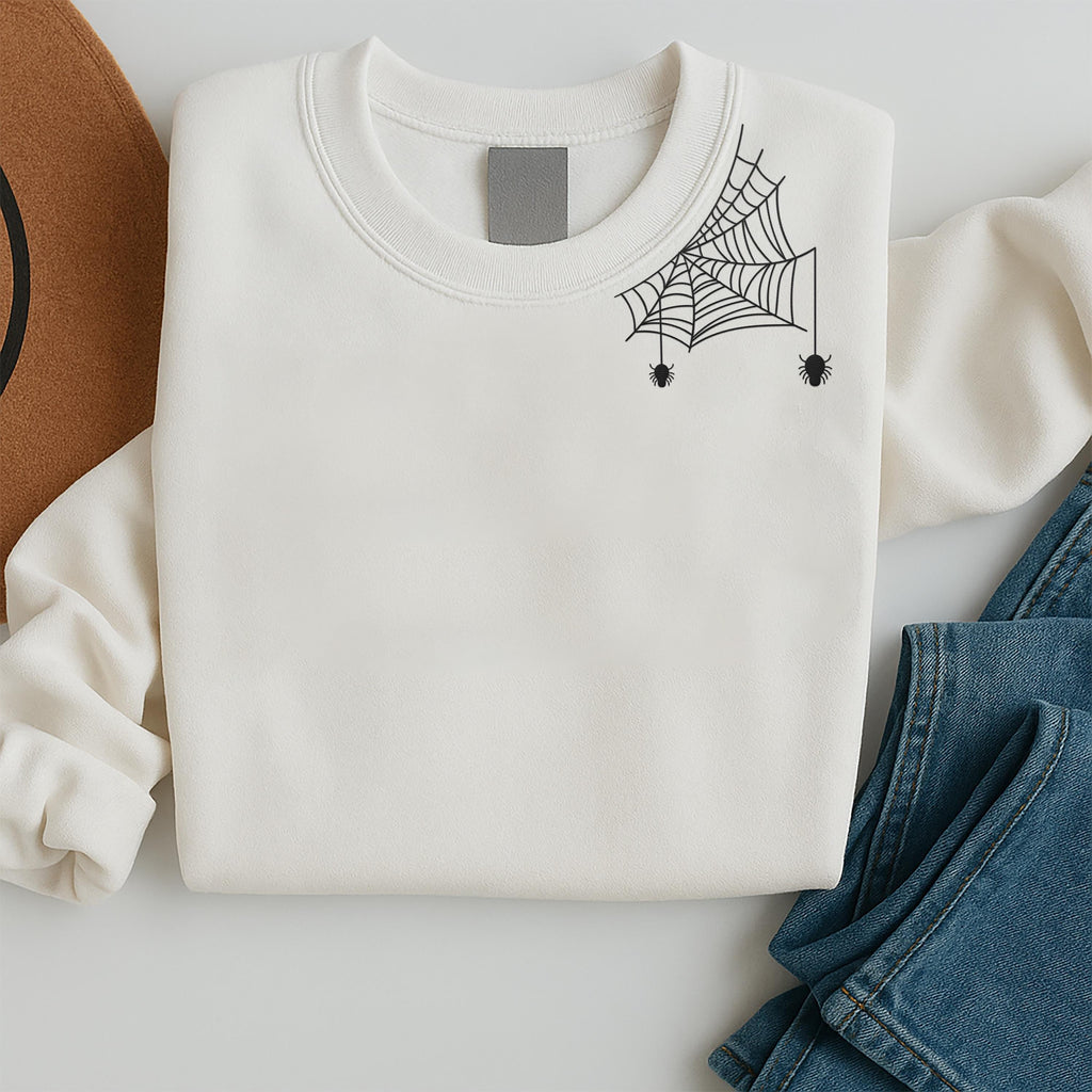 Spider Embroidered Sweatshirt, Halloween Hoodie, Spooky Season Shirt, Creepy Cute Long Sleeve Shirt, Fall Embroidery Halloween Gift