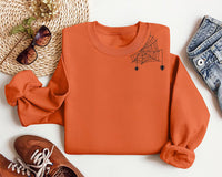 Spider Embroidered Sweatshirt, Halloween Hoodie, Spooky Season Shirt, Creepy Cute Long Sleeve Shirt, Fall Embroidery Halloween Gift