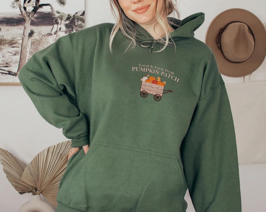 Pumpkin Patch Embroidered Hoodie, Fall Halloween Sweatshirt, Cozy Pumpkin Shirt, Autumn Long Sleeve Shirt, Cute Fall Aesthetic Gift