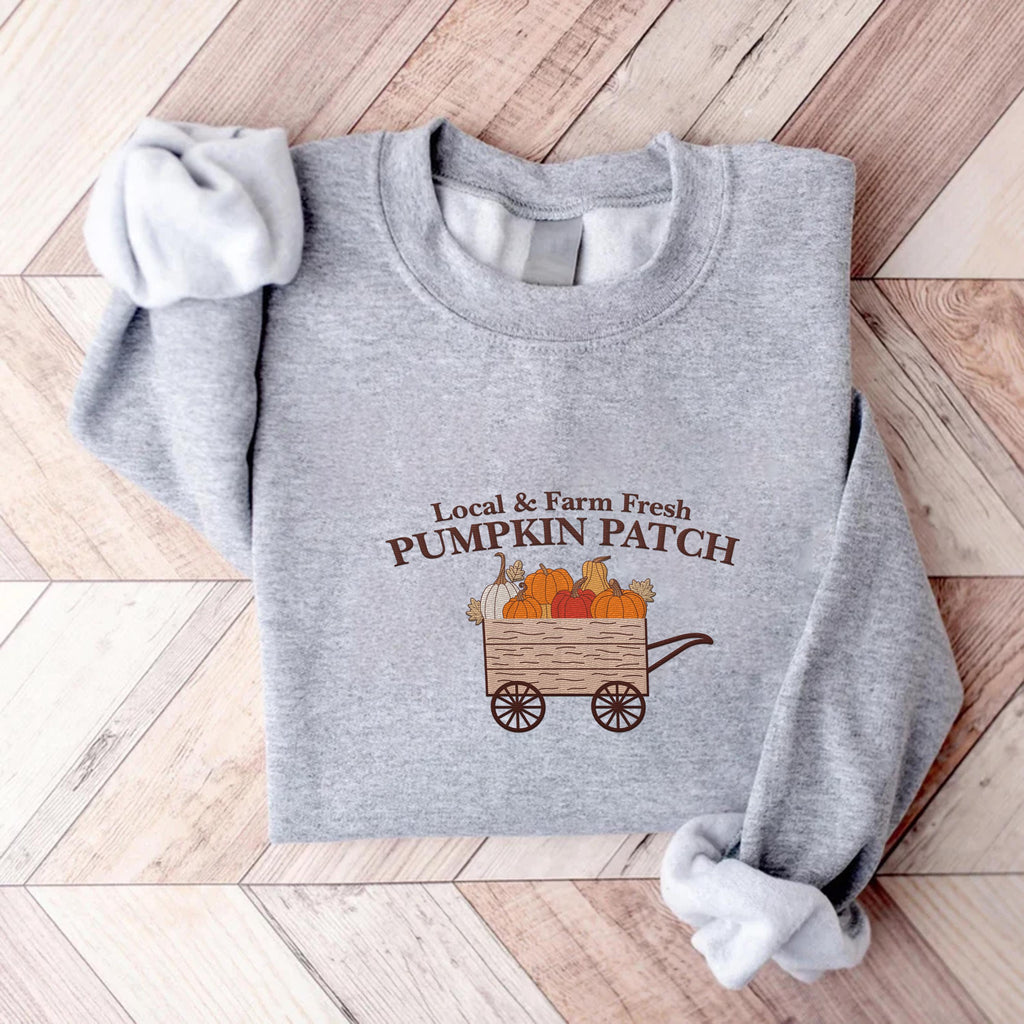 Pumpkin Patch Embroidered Sweatshirt, Fall Halloween Hoodie, Cozy Pumpkin Shirt, Autumn Long Sleeve Shirt, Cute Fall Aesthetic Gift