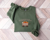 Pumpkin Patch Embroidered Sweatshirt, Fall Halloween Hoodie, Cozy Pumpkin Shirt, Autumn Long Sleeve Shirt, Cute Fall Aesthetic Gift