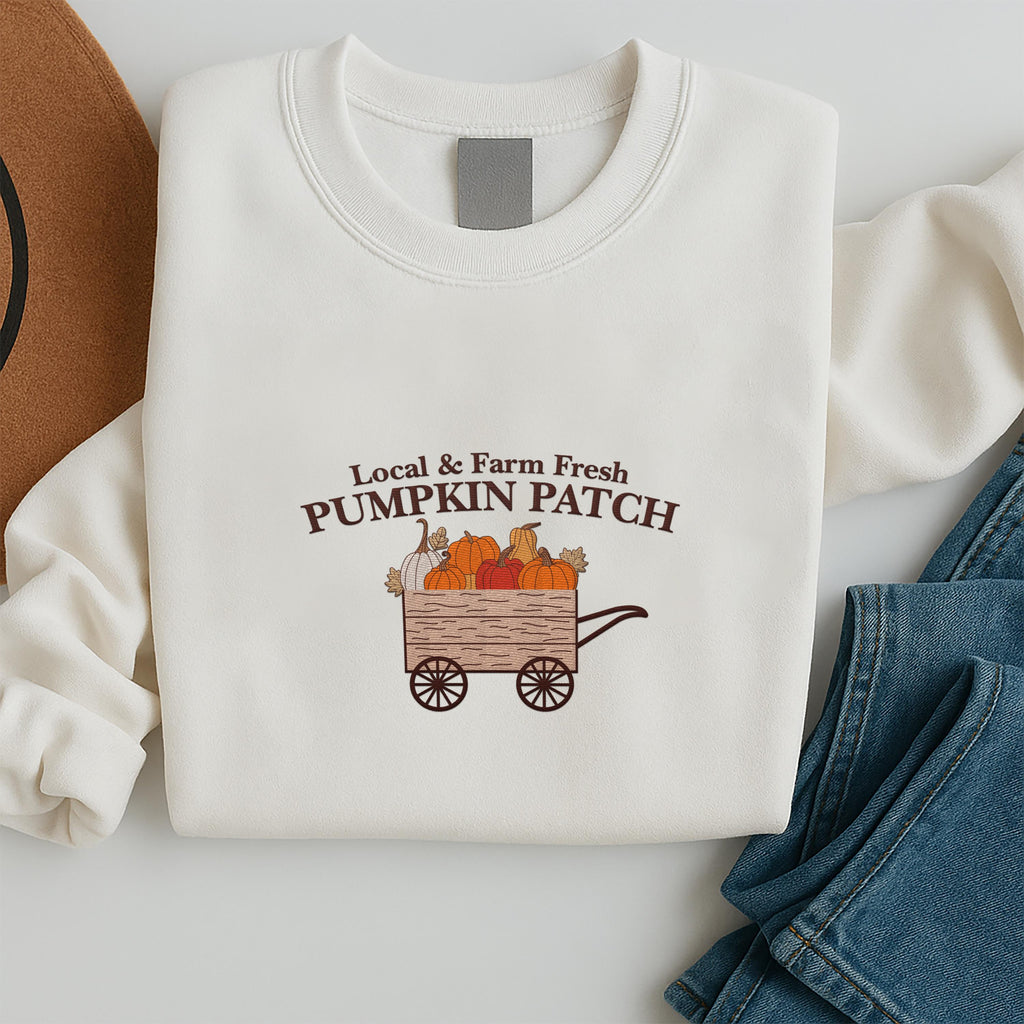 Pumpkin Patch Embroidered Sweatshirt, Fall Halloween Hoodie, Cozy Pumpkin Shirt, Autumn Long Sleeve Shirt, Cute Fall Aesthetic Gift