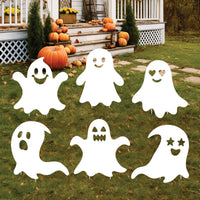 White Ghost Halloween Yard Signs with Stakes, Corrugated Lawn Ghost Decorations, Outdoor Halloween Yard Décor for Garden, Porch, or Walkway
