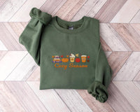 Cozy Season Embroidered Sweatshirt, Autumn Vibes Hoodie, Fall Shirt, Cozy Long Sleeve Shirt for Her, Cute Minimal Fall Aesthetic Gift