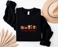 Cozy Season Embroidered Sweatshirt, Autumn Vibes Hoodie, Fall Shirt, Cozy Long Sleeve Shirt for Her, Cute Minimal Fall Aesthetic Gift