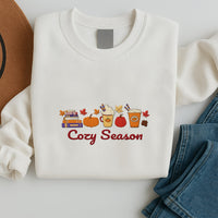 Cozy Season Embroidered Sweatshirt, Autumn Vibes Hoodie, Fall Shirt, Cozy Long Sleeve Shirt for Her, Cute Minimal Fall Aesthetic Gift