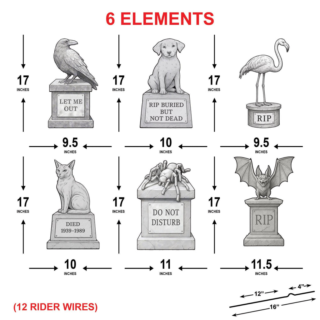 Halloween Pet Cemetery Yard Signs with Stakes, Cat Dog Bat Spider Tombstone Decorations, Outdoor Graveyard Lawn Décor for Haunted House