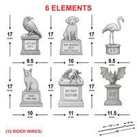 Halloween Pet Cemetery Yard Signs with Stakes, Cat Dog Bat Spider Tombstone Decorations, Outdoor Graveyard Lawn Décor for Haunted House