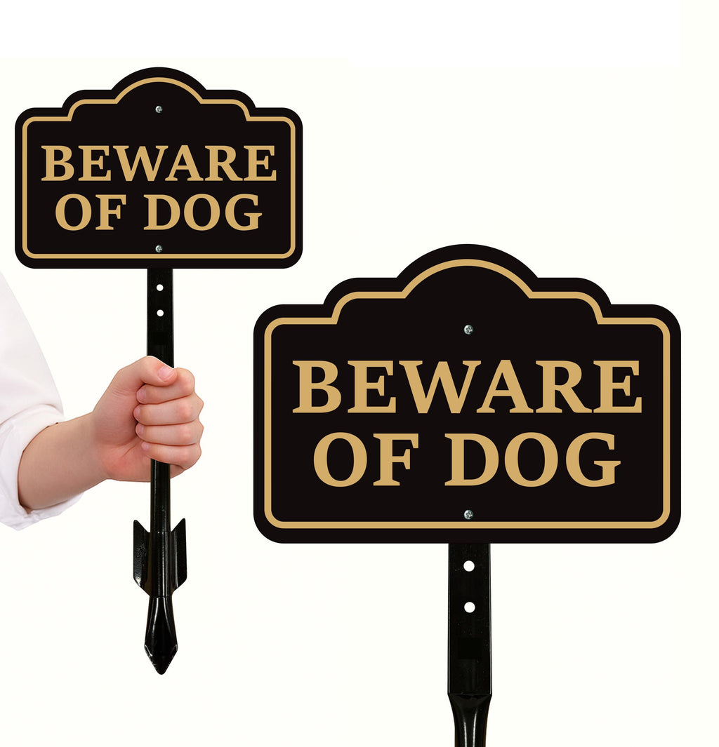 Beware of Dog Yard Sign with 16" Stake, Rust-Free Aluminum Warning Sign, Home Security Not Responsible Sign for Lawn, Outdoor Dog Alert