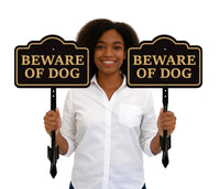 2 Pack Beware of Dog Yard Sign with 16" Stake, Rust-Free Aluminum Warning Sign, Home Security Not Responsible Lawn Sign, Outdoor Dog Alert