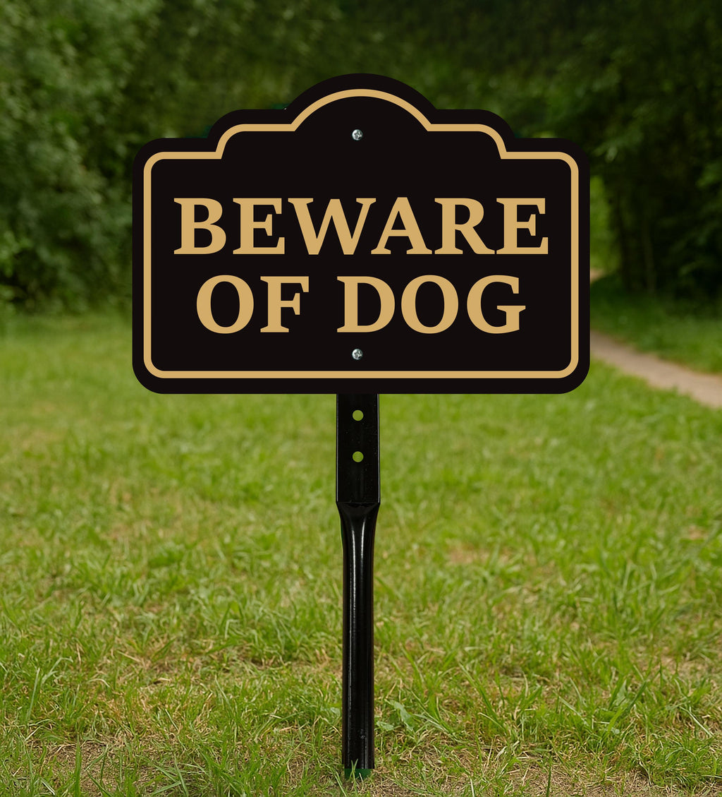 Beware of Dog Yard Sign with 16" Stake, Rust-Free Aluminum Warning Sign, Home Security Not Responsible Sign for Lawn, Outdoor Dog Alert