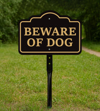 Beware of Dog Yard Sign with 16" Stake, Rust-Free Aluminum Warning Sign, Home Security Not Responsible Sign for Lawn, Outdoor Dog Alert