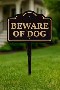 Beware of Dog Yard Sign with 16" Stake, Rust-Free Aluminum Warning Sign, Home Security Not Responsible Sign for Lawn, Outdoor Dog Alert