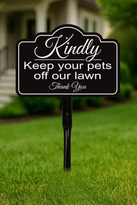 2 Pack Keep Pets Off Lawn Yard Sign with 16" Stake, Rust-Free Aluminum Outdoor Warning Sign, Kindly Keep Pets Off Grass, Dog Cat Deterrent
