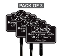 3 Pack Keep Pets Off Lawn Yard Sign with 16" Stake, Rust-Free Aluminum Outdoor Warning Sign, Kindly Keep Pets Off Grass, Dog Cat Deterrent