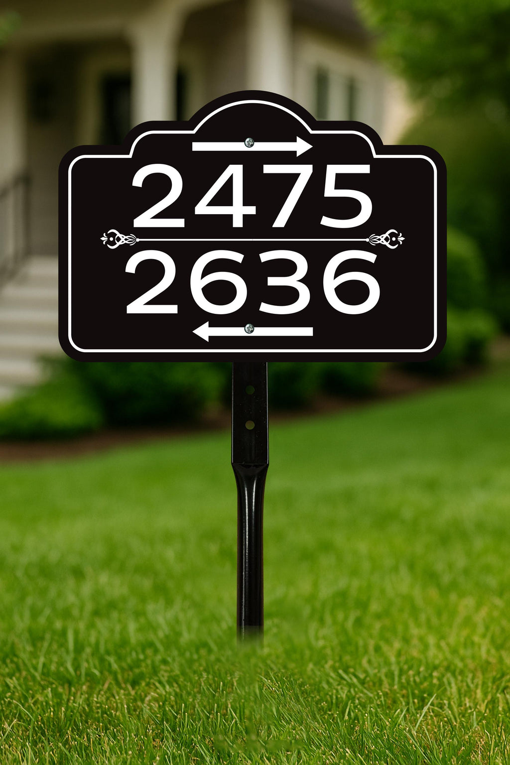 2 Pack Custom House Number Yard Sign with Arrows, Multiple Address Directional Sign with 16" Stake, Aluminum Lawn Sign for Homes, Cabins