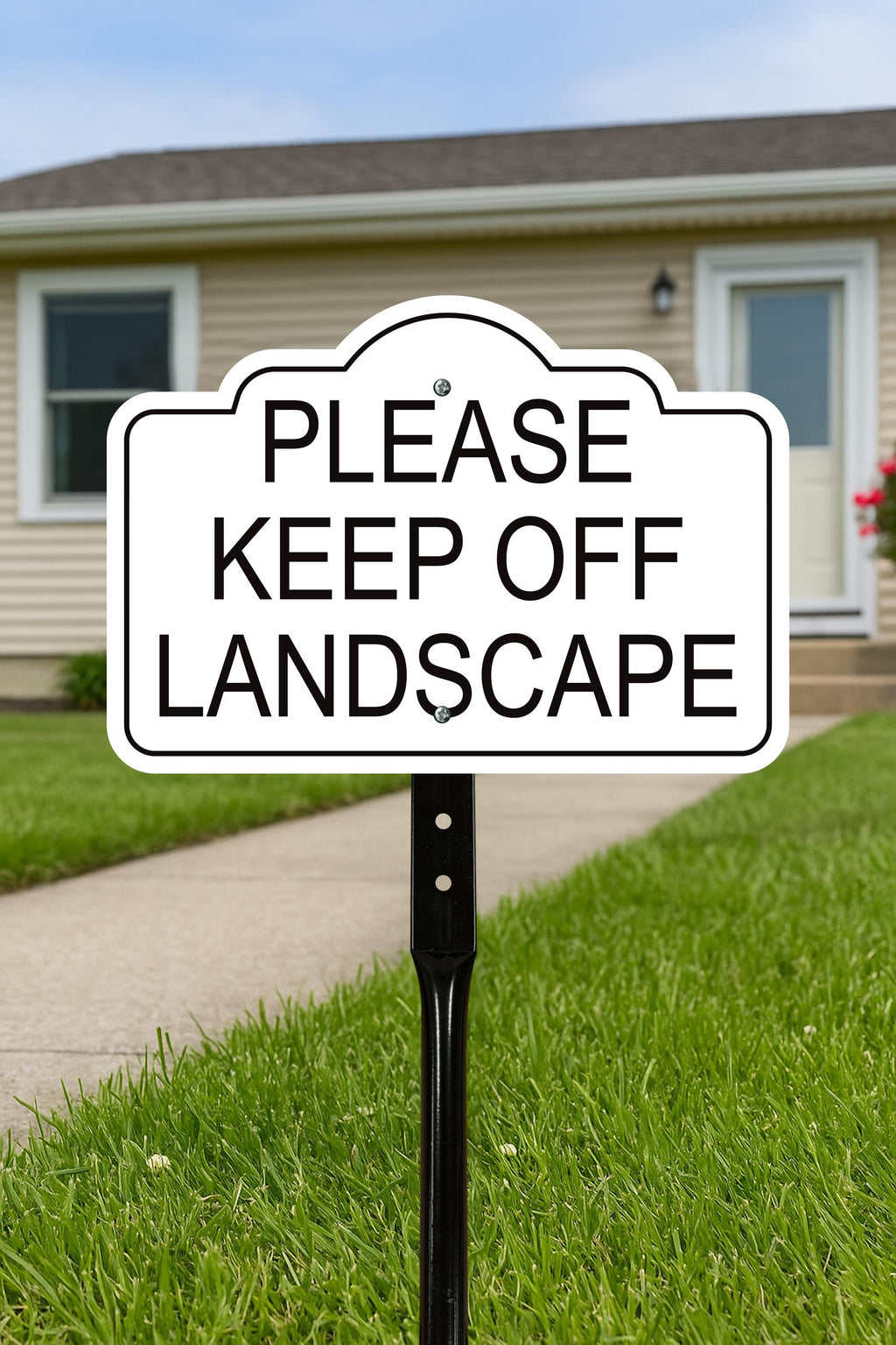 Please Keep Off Landscape Yard Sign with 16" Stake, Rust-Free Aluminum Stay Off Grass Warning Sign, Outdoor Garden Lawn Protection Sign