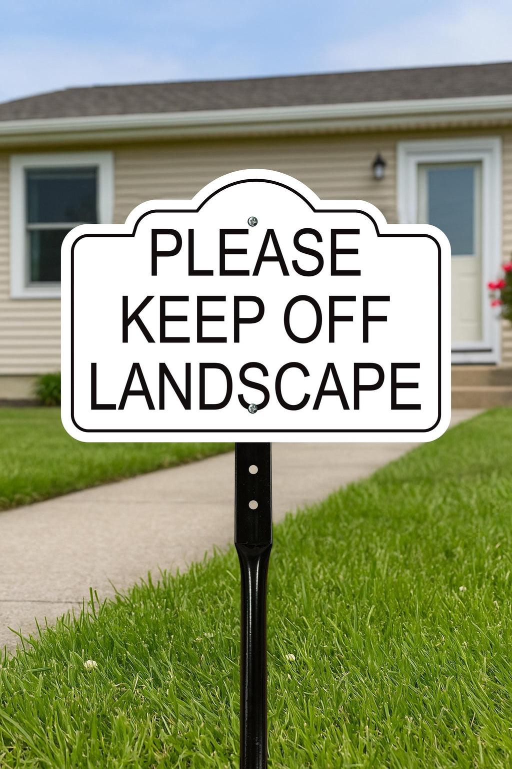 2 Pack Please Keep Off Landscape Yard Sign with 16" Stake, Rust-Free Aluminum Stay Off Grass Warning Sign, Outdoor Garden Lawn Protection
