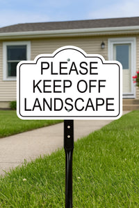 2 Pack Please Keep Off Landscape Yard Sign with 16" Stake, Rust-Free Aluminum Stay Off Grass Warning Sign, Outdoor Garden Lawn Protection