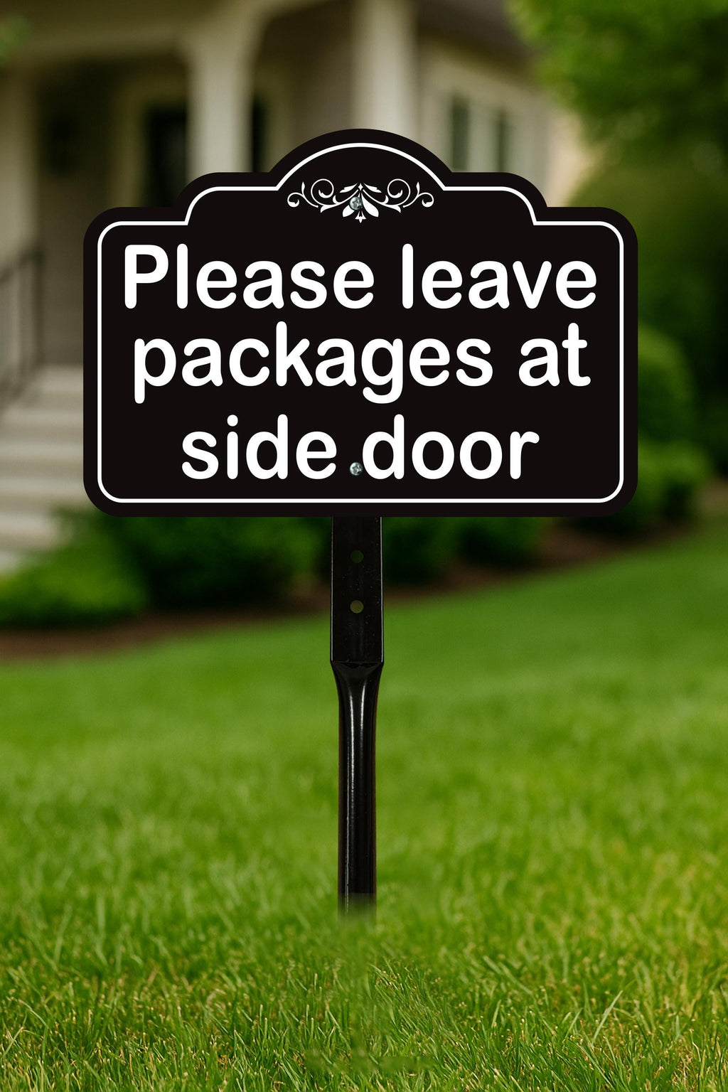 2 Pack Please Leave Packages at Side Door Yard Sign with 16" Stake, Aluminum Delivery Instruction Sign, Outdoor Parcel Drop Off Lawn Sign