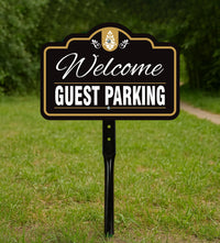 2 Pack Guest Parking Only Yard Sign with 16" Stake, Rust-Free Aluminum Parking Sign for Visitors, Reserved Guest Outdoor Lawn Parking Marker