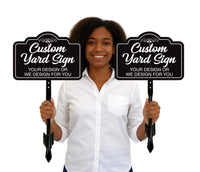 2 Pack Custom Aluminum Yard Sign with 16" Stake, Personalized Metal Outdoor Sign, Fully Customizable Lawn Marker for Home, Business, Events