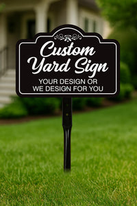 Custom Aluminum Yard Sign with 16" Stake, Personalized Metal Outdoor Sign, Fully Customizable Lawn Marker for Home, Business, Events