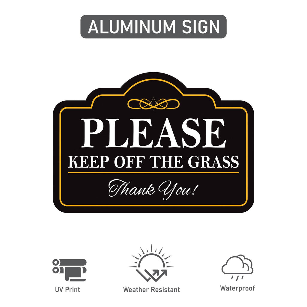 2 Pack Please Keep Off The Grass Yard Sign with 16" Stake, Aluminum Stay Off Grass Warning Sign, Outdoor Landscape Protection Lawn Sign