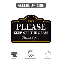 2 Pack Please Keep Off The Grass Yard Sign with 16" Stake, Aluminum Stay Off Grass Warning Sign, Outdoor Landscape Protection Lawn Sign