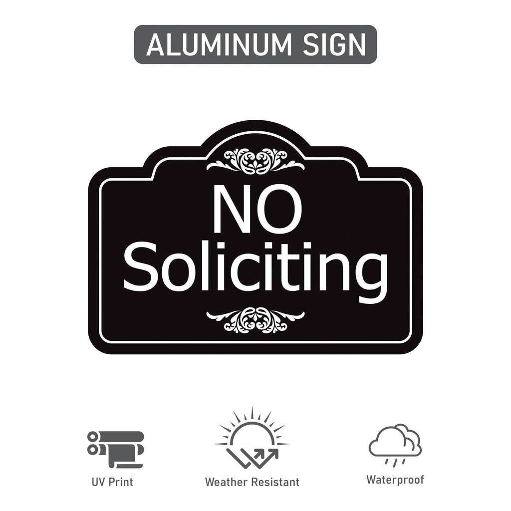 2 Pack No Soliciting Yard Sign with 16" Stake, Rust-Free Aluminum No Solicitors Warning Sign, Outdoor Home Privacy and Security Lawn Sign