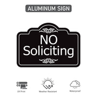 2 Pack No Soliciting Yard Sign with 16" Stake, Rust-Free Aluminum No Solicitors Warning Sign, Outdoor Home Privacy and Security Lawn Sign